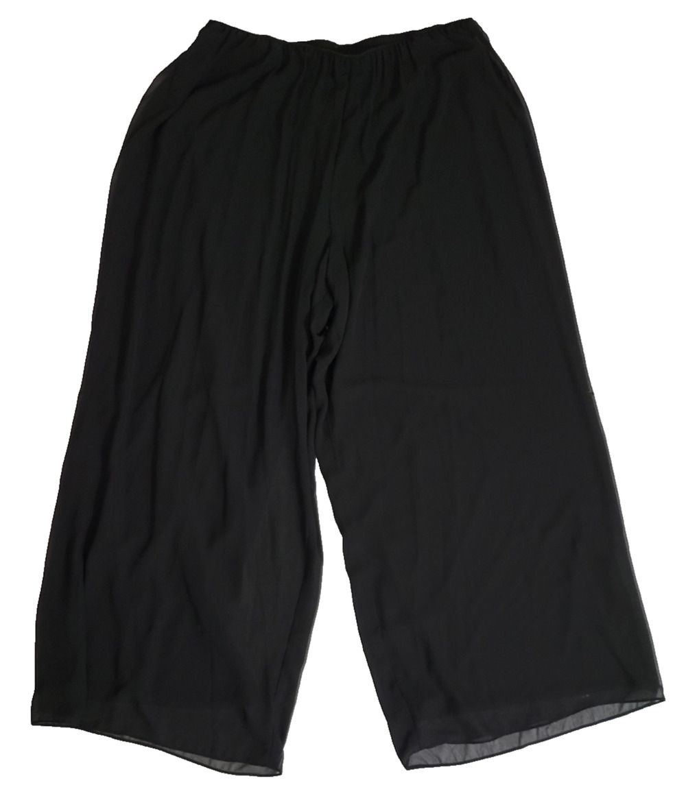 Alex Evenings Womens 2X Black Chiffon Wide Leg Dress Pants Plus Size